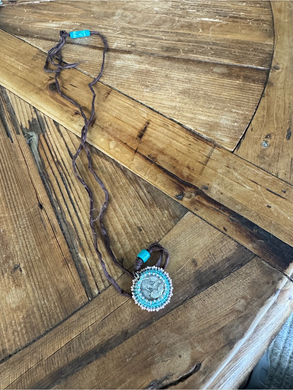Boho Turquoise Beaded Pendant Necklace - Unbranded